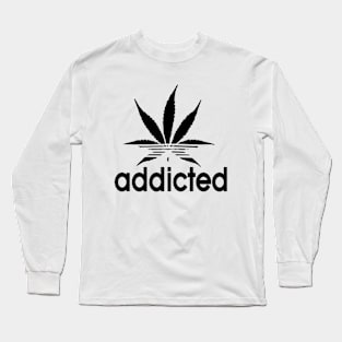 Addicted Pot Leaf Black Logo Long Sleeve T-Shirt